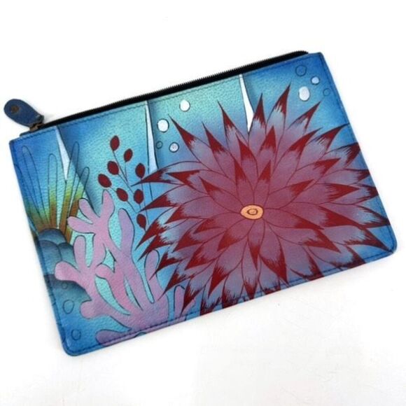 Anuschka Women's Hand‎ Painted Genuine Leather RFID Organizer Wallet Multicolor - Picture 1 of 11